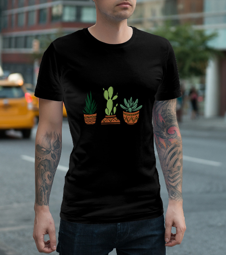 Stay At Home Plant Dad with Three Potted Plants T-Shirt