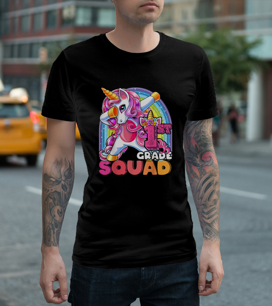 1st Grade Squad Dabbing Unicorn Rainbow Back To School T-Shirt
