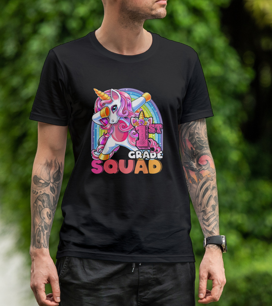 1st Grade Squad Dabbing Unicorn Rainbow Back To School T-Shirt