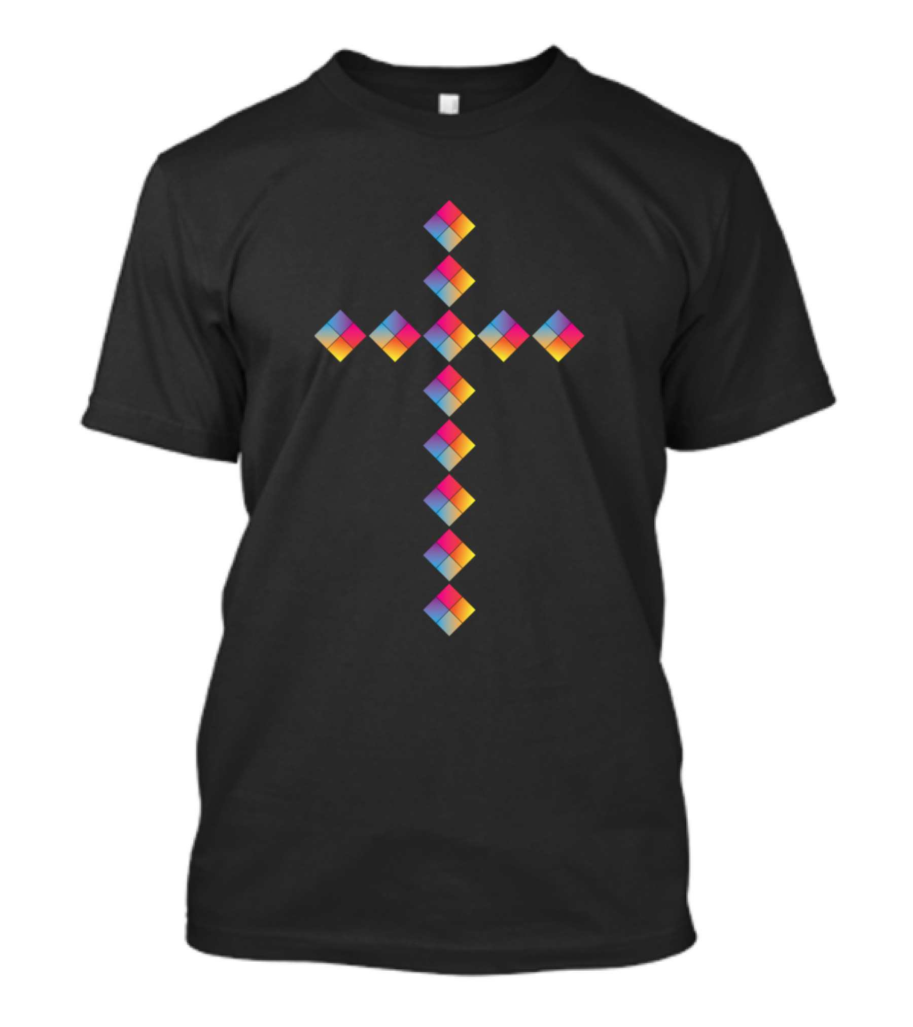 Cross Geometric Gradient Pattern Bright Colors T-Shirt