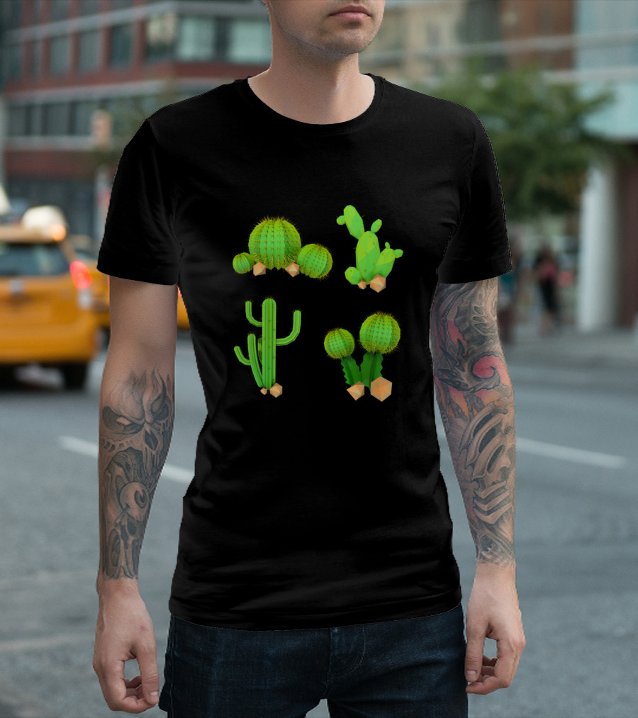 Vintage Botanical Cactus Retro Summer Botany Festival Green Spiky Succulents T-Shirt