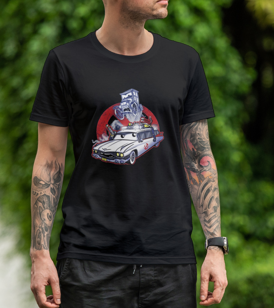 Aint Afraid Ghostbusters Ecto-1 Cartoon Crossover T-Shirt
