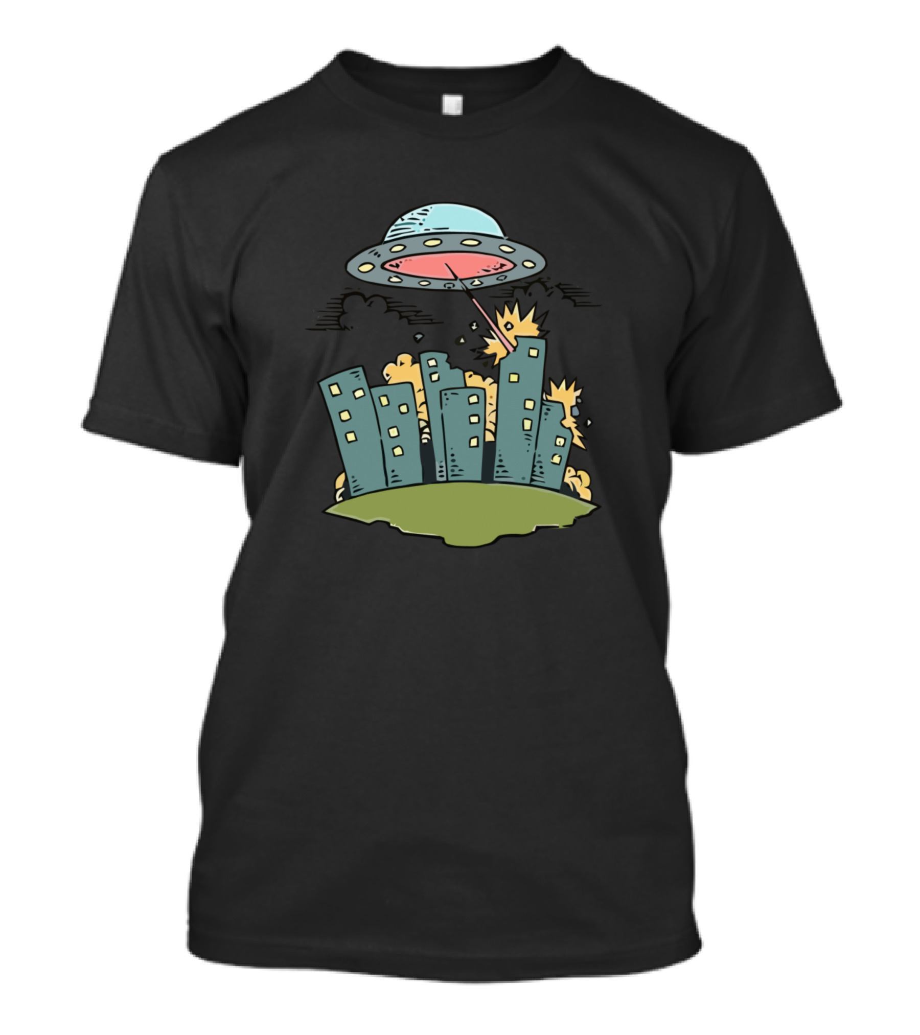 Alien Invasion City Chaos UFO Blast T-Shirt