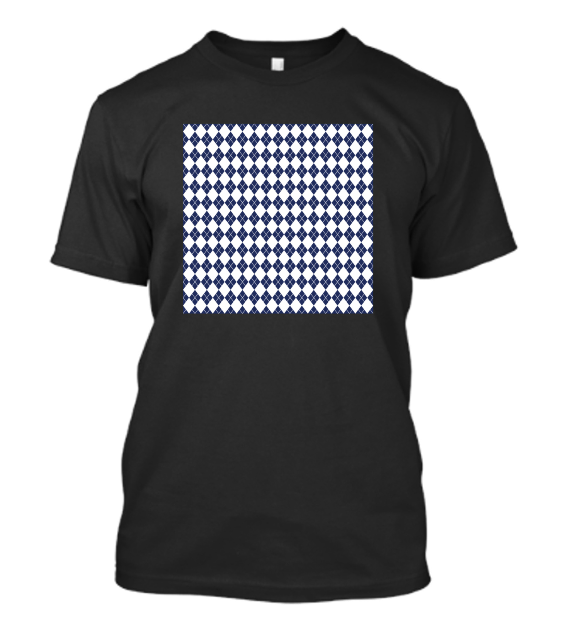Argyle Pattern Navy Neck Gaiter Checkerboard T-Shirt