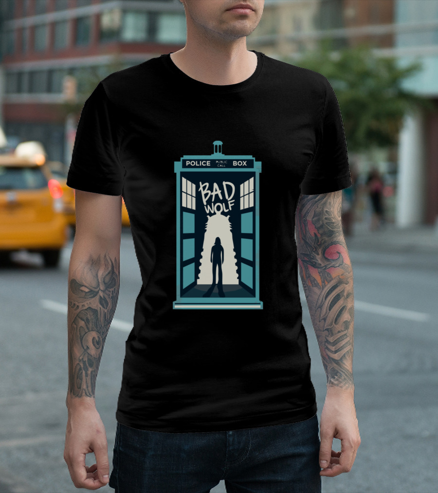 Bad Wolf Police Public Call Box TARDIS Doctor Who T-Shirt