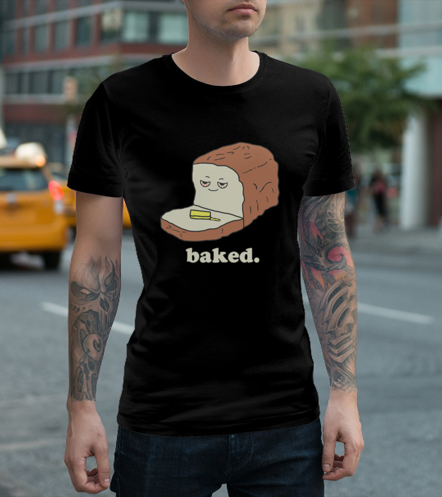 Baked Bread With Knife And Sleepy Face T-Shirt
