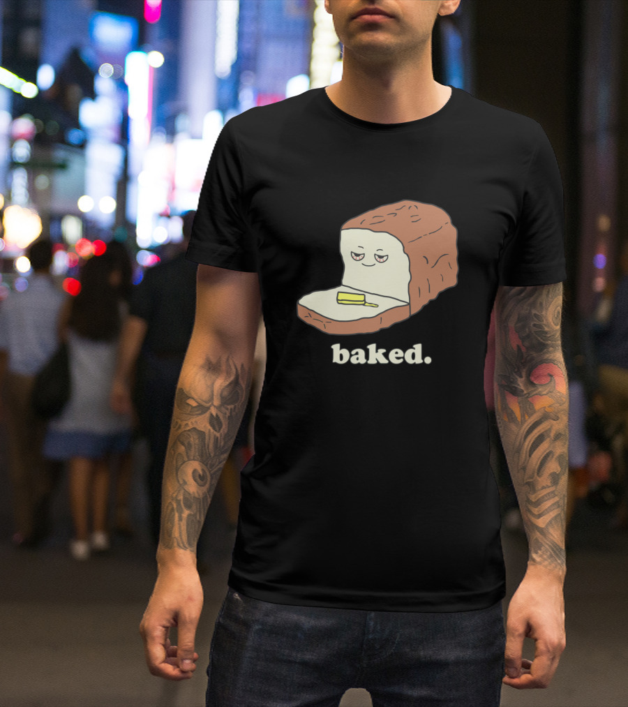 Baked Bread With Knife And Sleepy Face T-Shirt