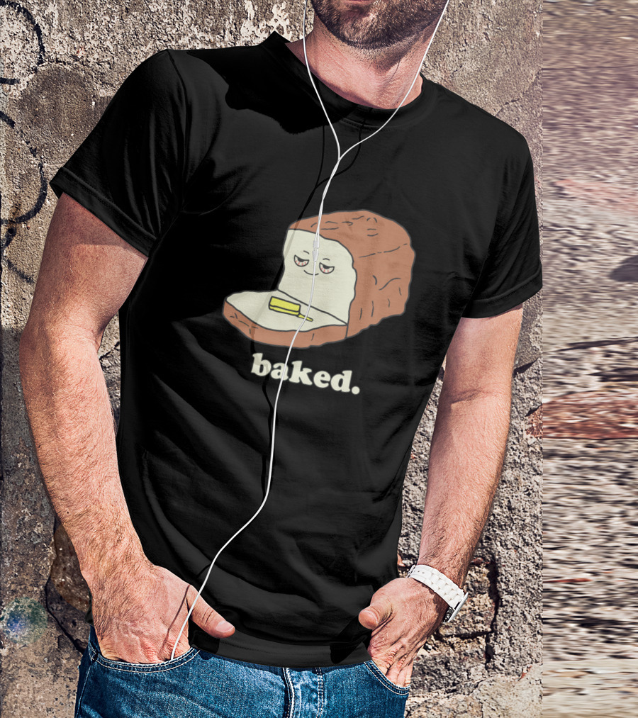 Baked Bread With Knife And Sleepy Face T-Shirt