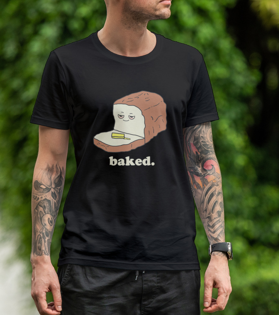 Baked Bread With Knife And Sleepy Face T-Shirt