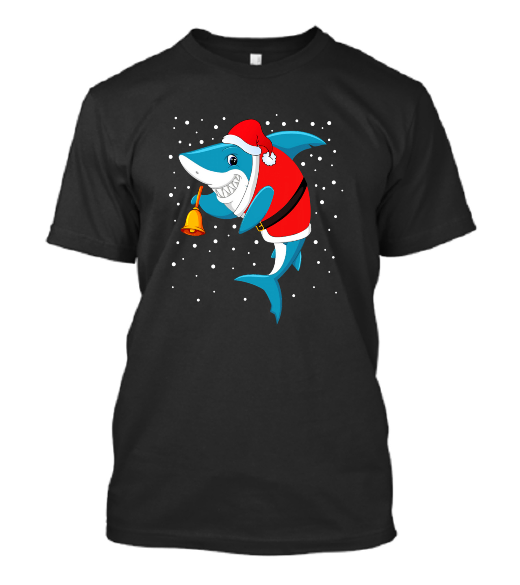 Christmas Shark Santa Hat Snow Bell Fun T-Shirt