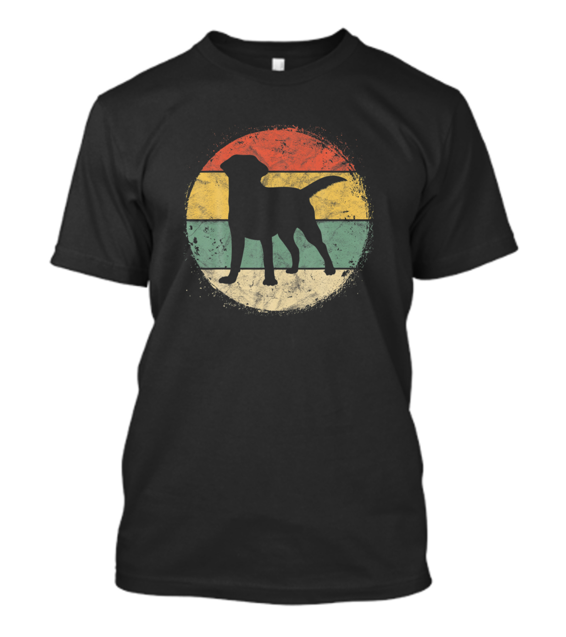 Circular Retro Labrador Silhouette Golden Black La T-Shirt