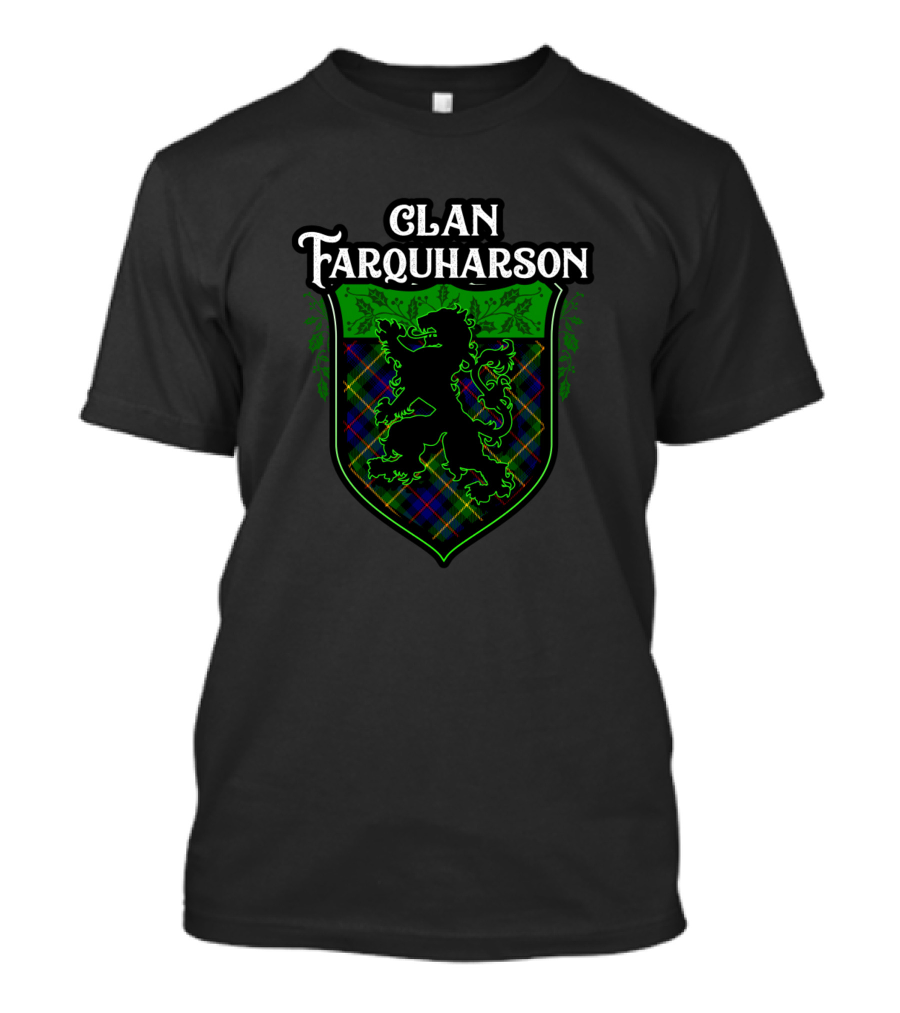 Clan Farquharson Scottish Tartan Shield Lion Rampant T-Shirt