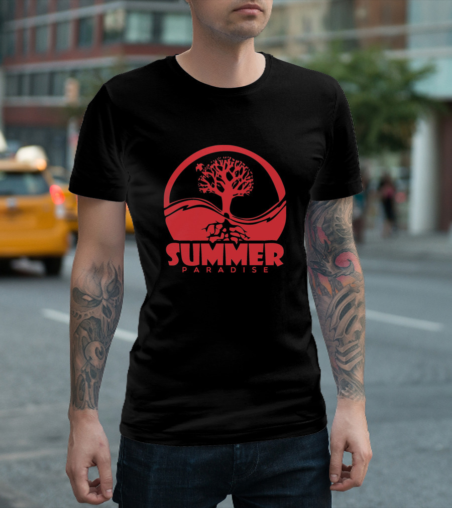 SUMMER PARADISE Typography With Tree And Mountain T-Shirt