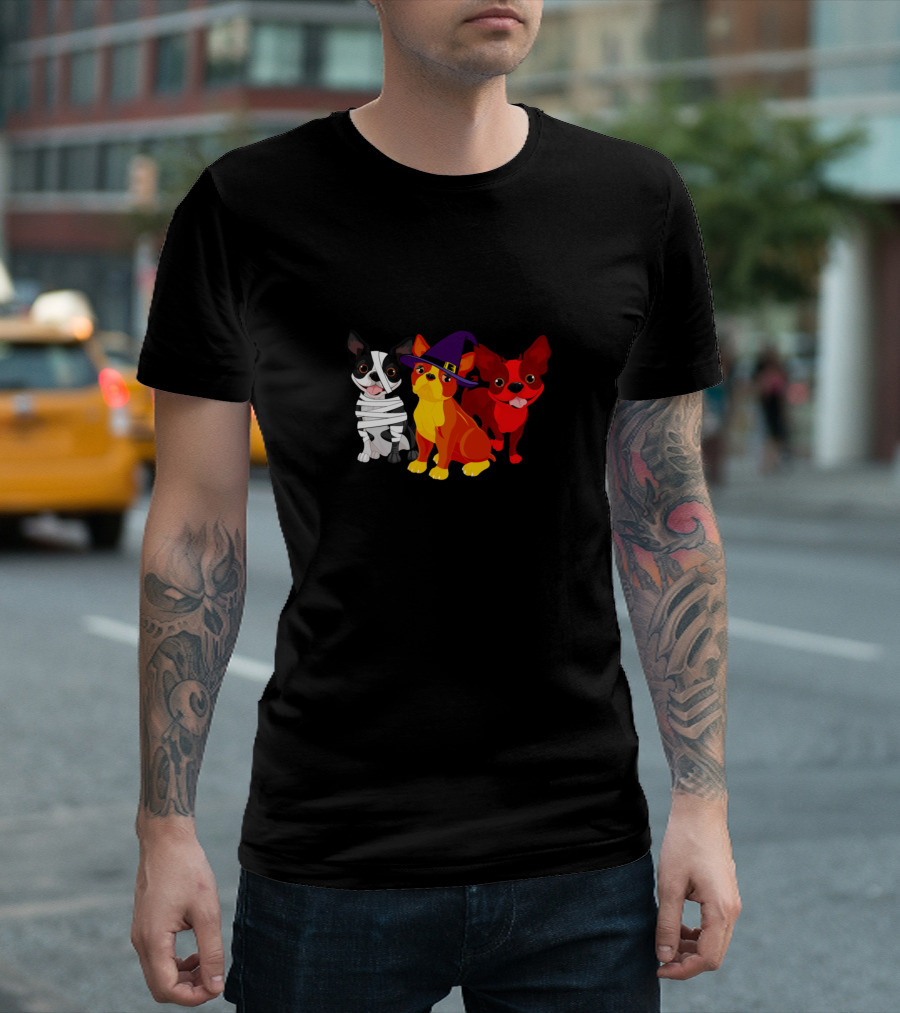 Dogs And Halloween Make Me Happy Humans Make My Head Hurt Boston Dogs T-Shirt