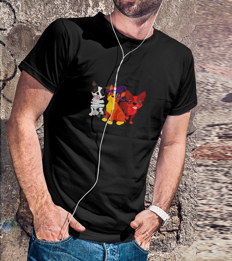Dogs And Halloween Make Me Happy Humans Make My Head Hurt Boston Dogs T-Shirt