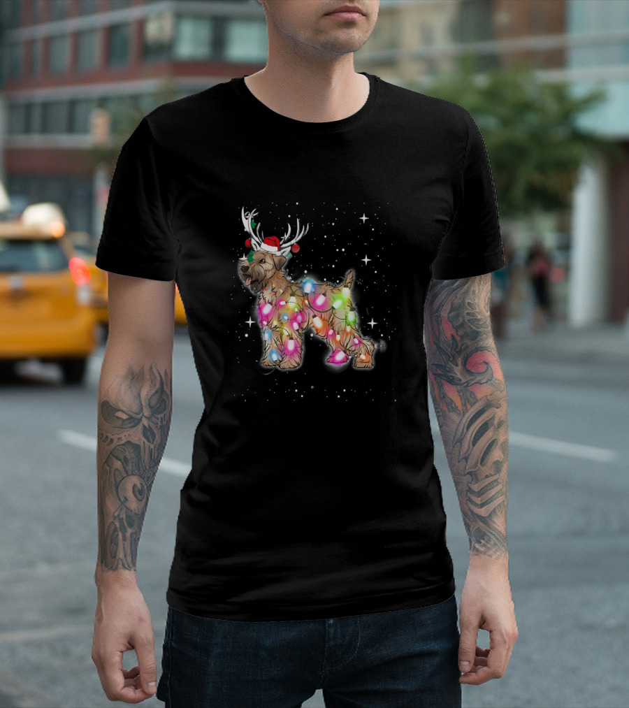 Soft Coated Wheaten Terrier Christmas Lights Reindeer Hat T-Shirt