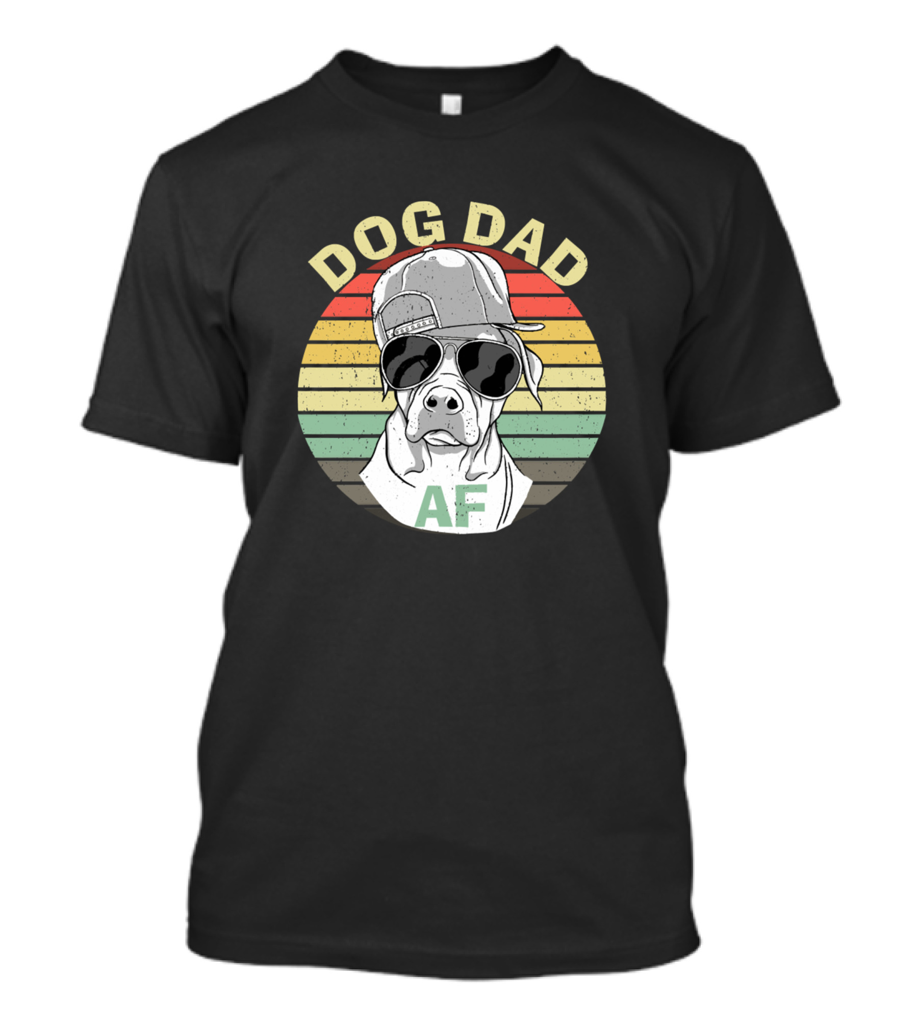 Dog Dad AF Retro Style Hip Dog With Sunglasses And Cap T-Shirt