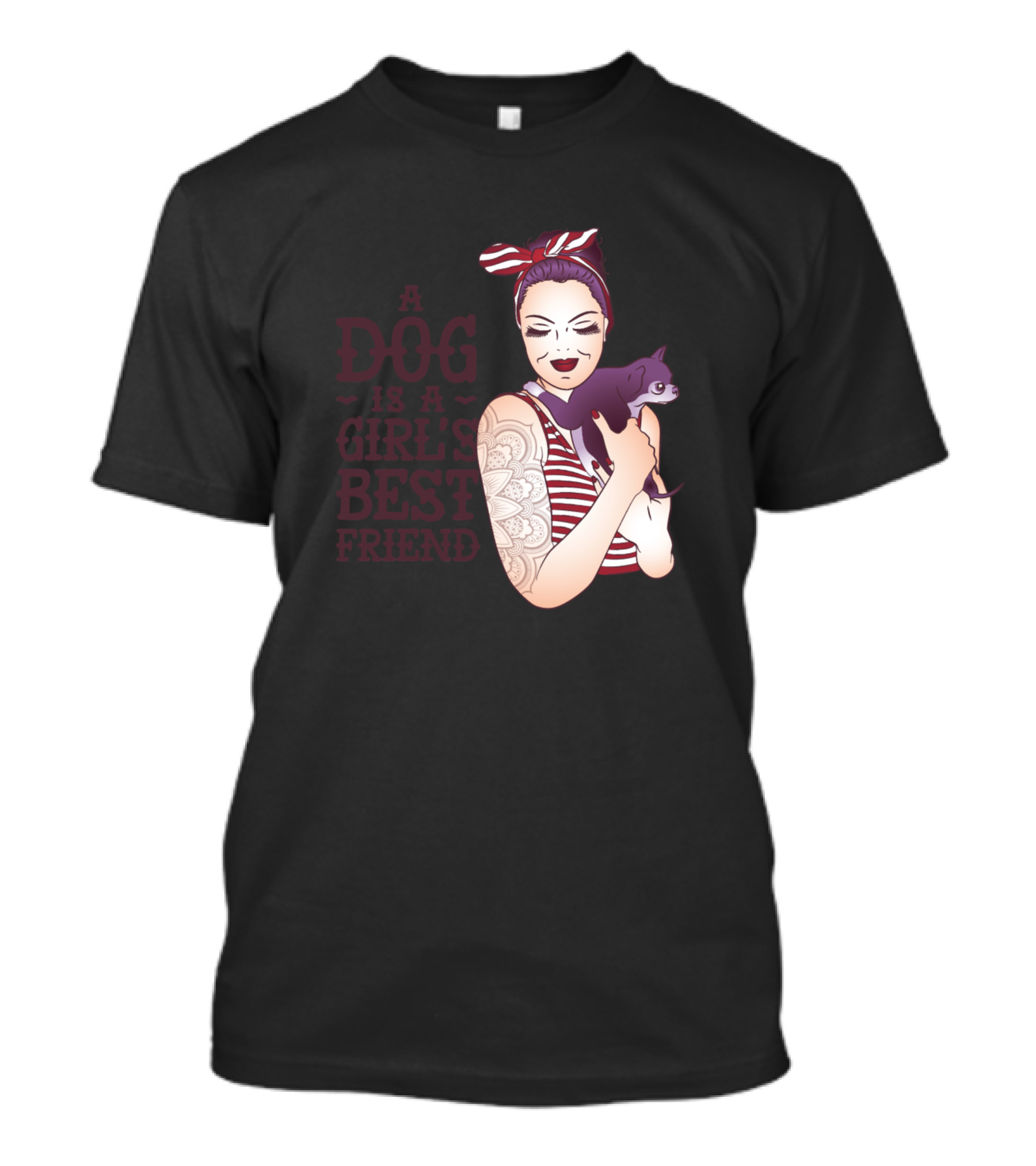 A Dog Is A Girl's Best Friend Retro Pin Up T-Shirt