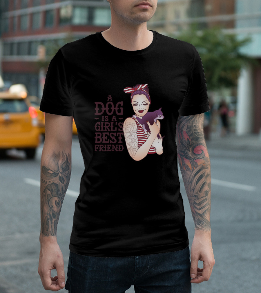 A Dog Is A Girl's Best Friend Retro Pin Up T-Shirt