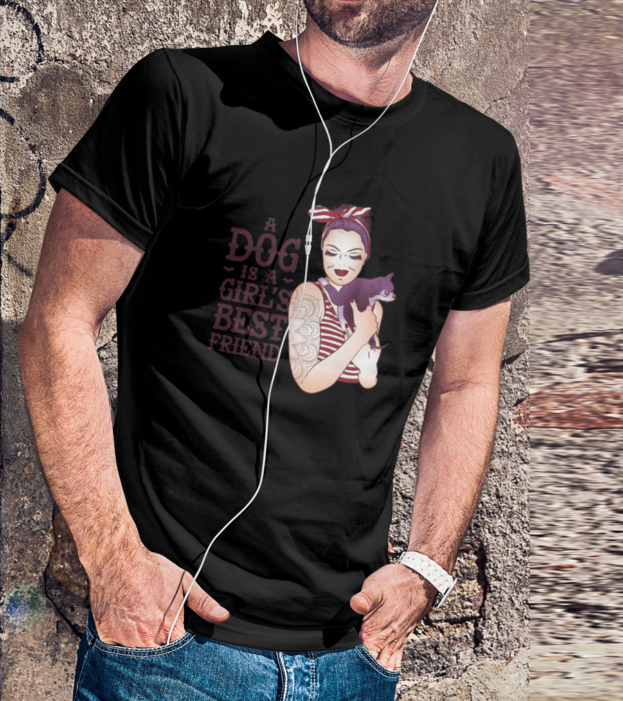 A Dog Is A Girl's Best Friend Retro Pin Up T-Shirt