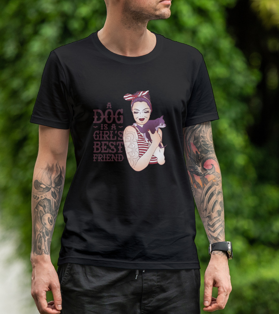 A Dog Is A Girl's Best Friend Retro Pin Up T-Shirt