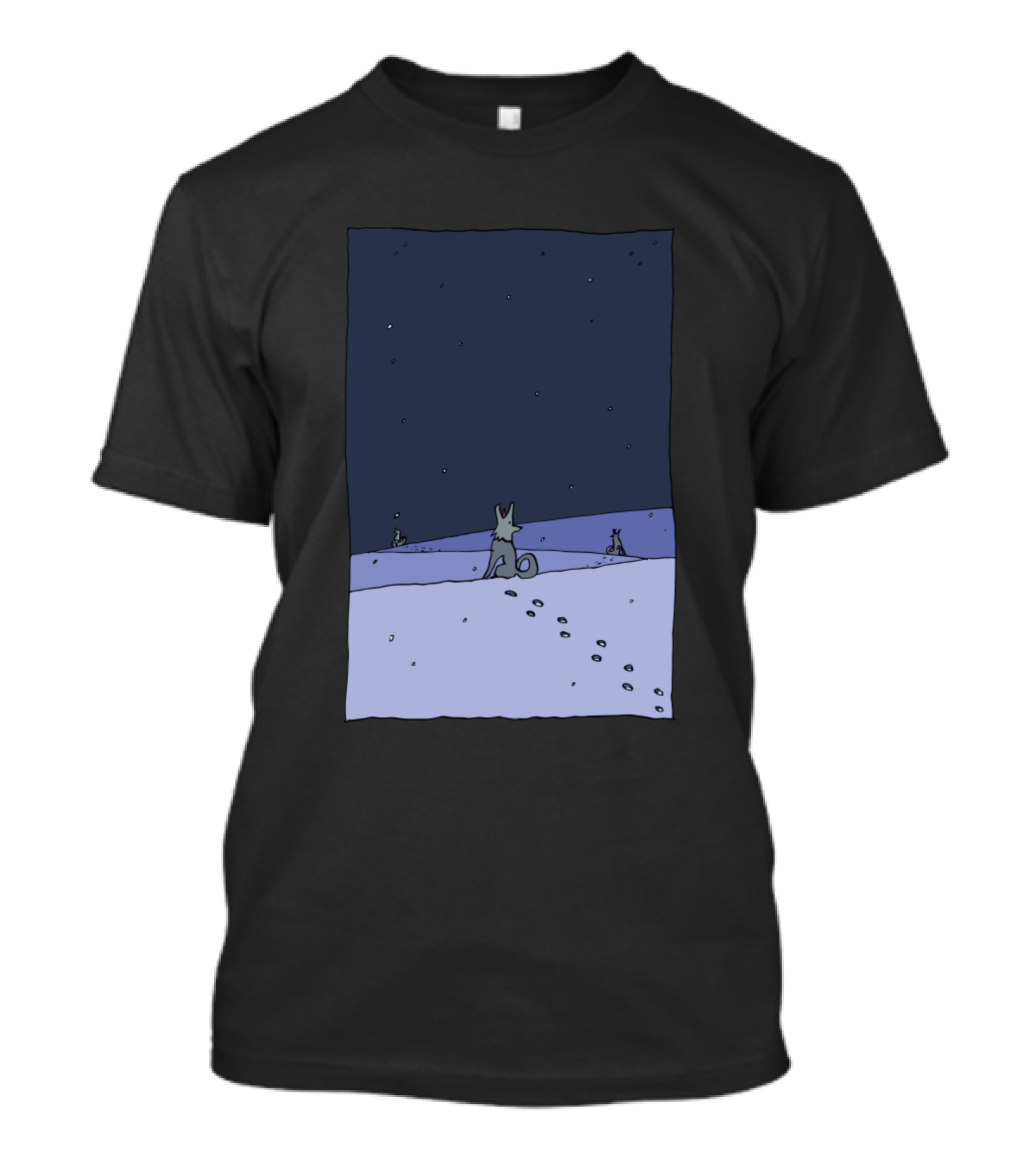 Dogs Under Starry Winter Sky T-Shirt