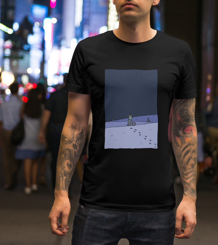 Dogs Under Starry Winter Sky T-Shirt