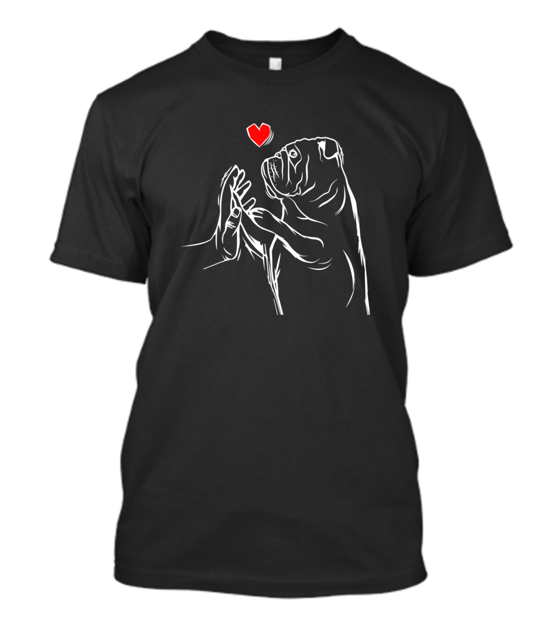 English Bulldog Love Cute Bully Dog Mom Funny Girl Heart High Five T-Shirt