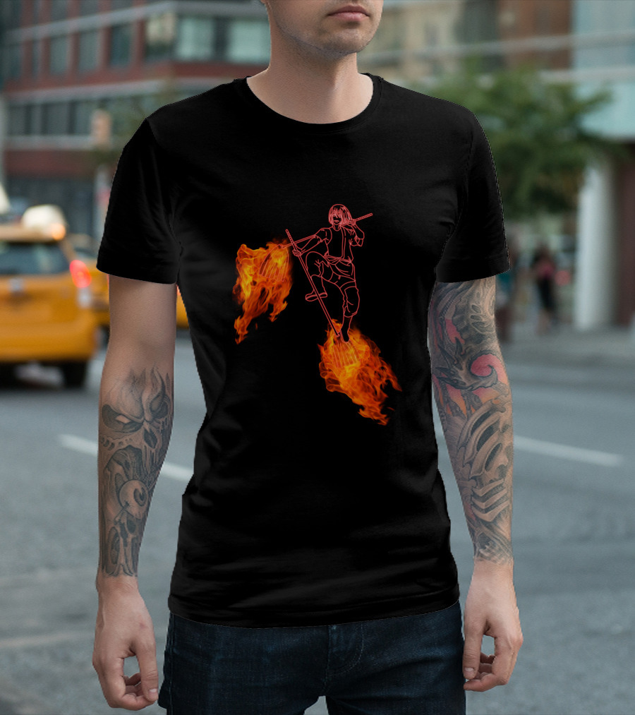 Fire Force Shinmon Benimaru Flaming Dual Pike Stance T-Shirt