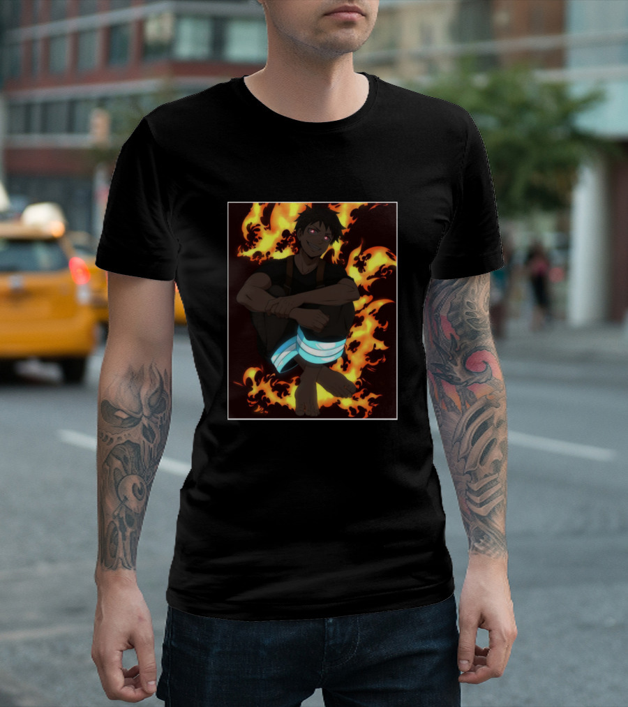 Fire Force Shinra Kusakabe Sitting Among Flames T-Shirt