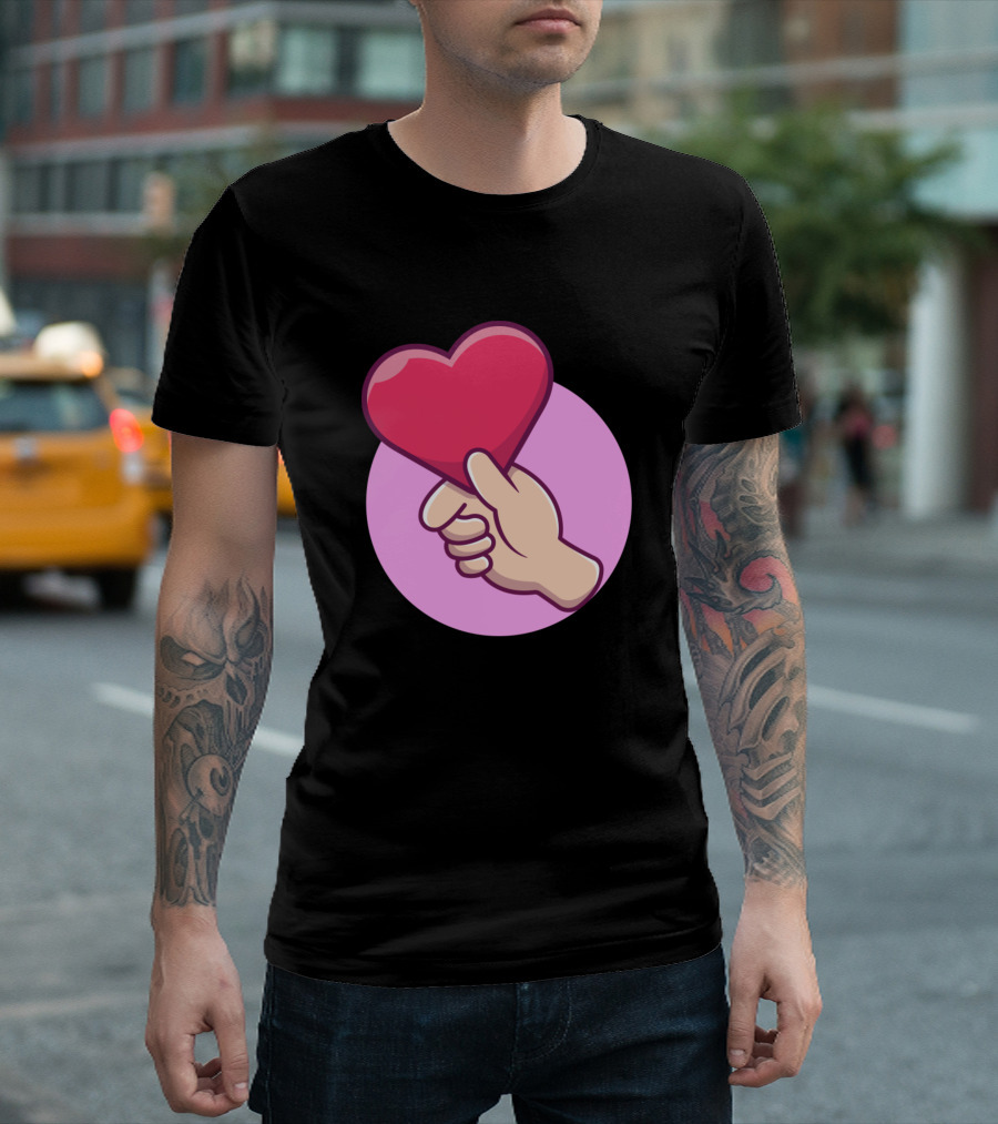 Hand Holding Heart Cartoon Love T-Shirt