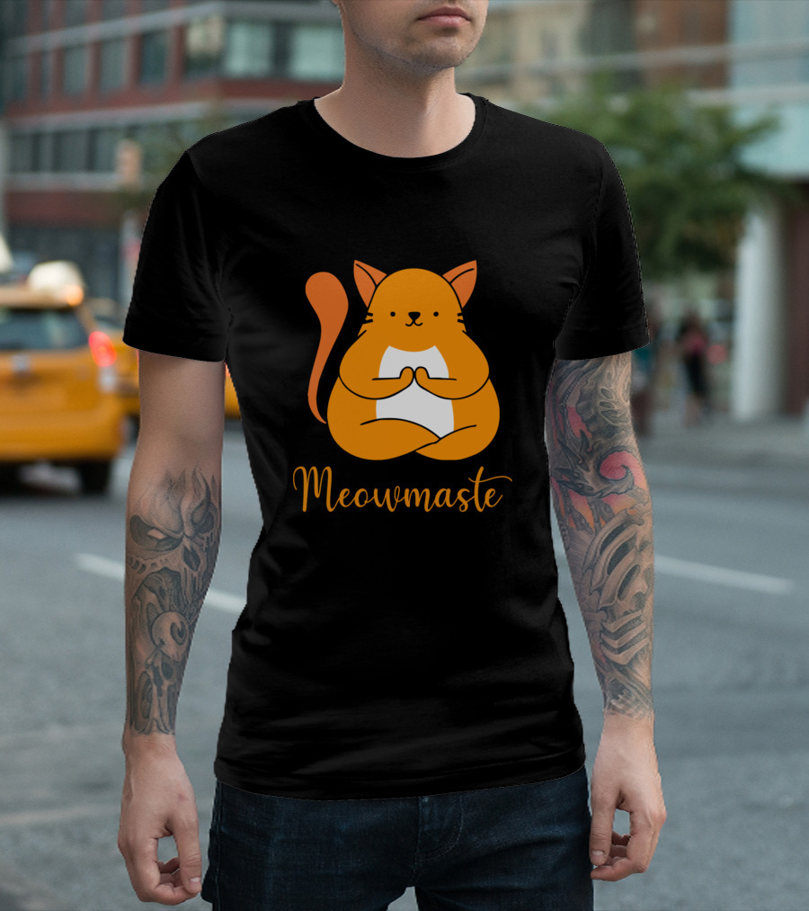 Meowmaste Funny Cat Yoga Posing Kitty T-Shirt
