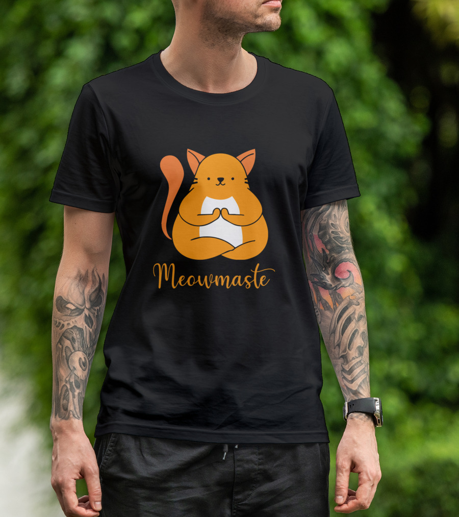 Meowmaste Funny Cat Yoga Posing Kitty T-Shirt