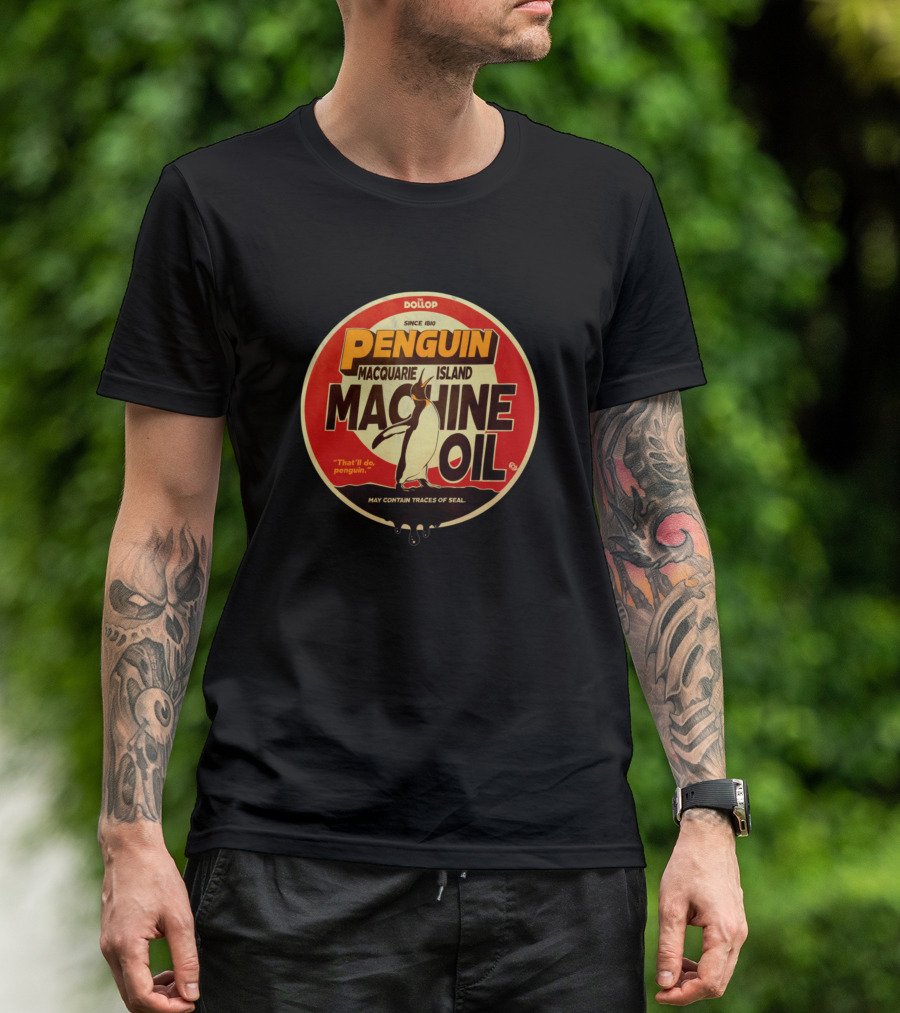 Dollop Penguin Macquarie Island Machine Oil T-Shirt