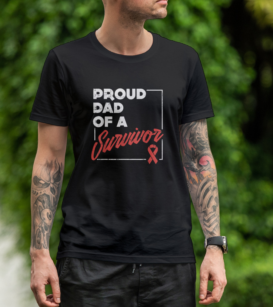 Proud Dad Of A Survivor Stroke Awareness Support Red T-Shirt