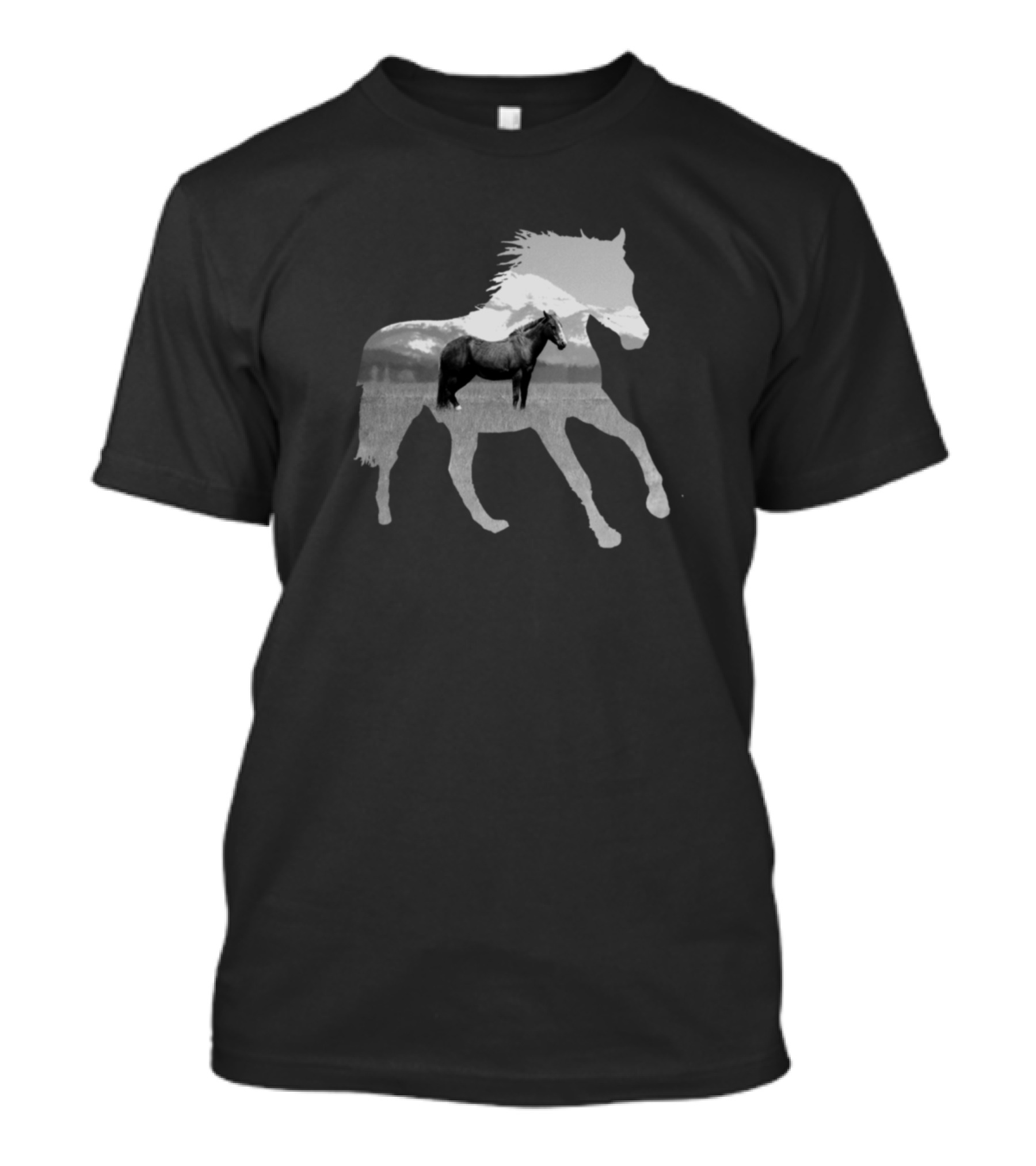 Quiet Horse Oekny Dual Horse Silhouette Landscape T-Shirt