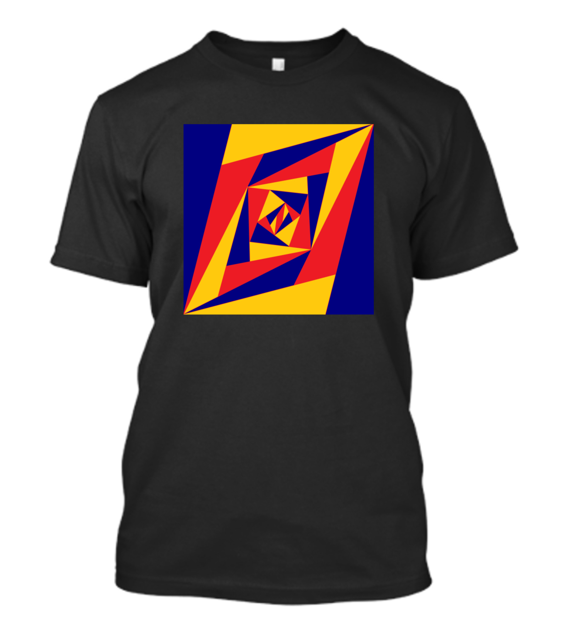 Red Blue Yellow Geometric Spiral Triangular T-Shirt