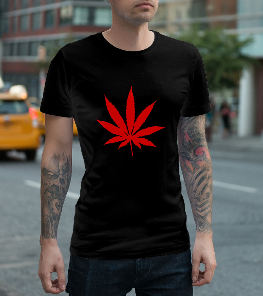 Red Weed Leaf Graphic Cannabis T-Shirt
