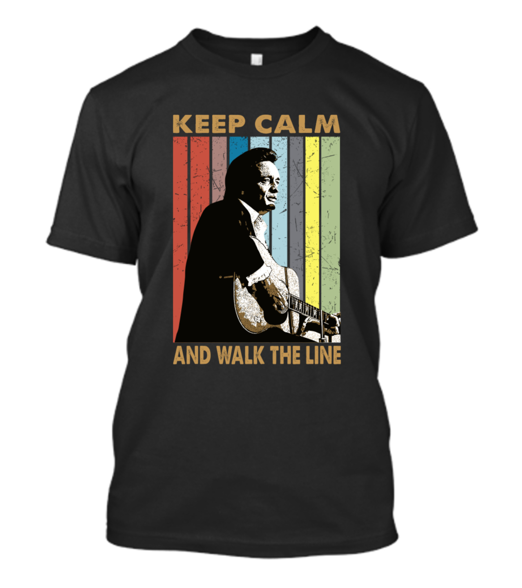 Keep Calm And Walk The Line Retro Johnny Cash Music T-Shirt