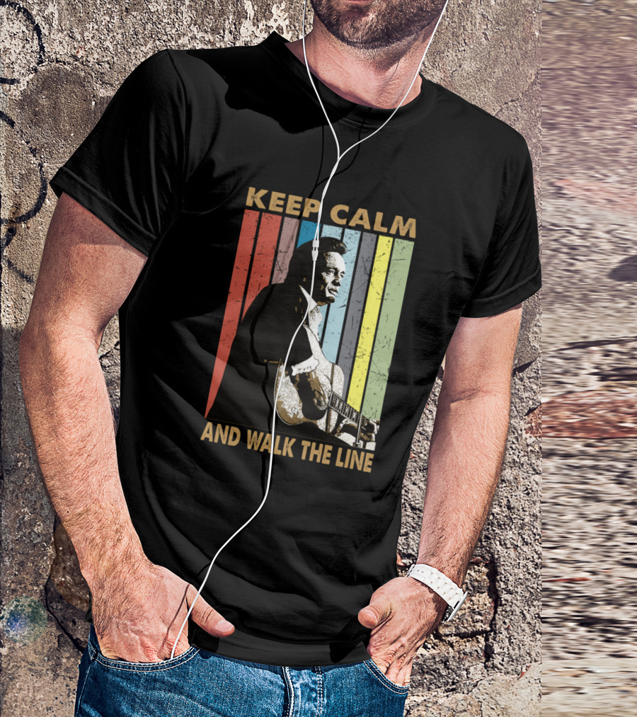 Keep Calm And Walk The Line Retro Johnny Cash Music T-Shirt