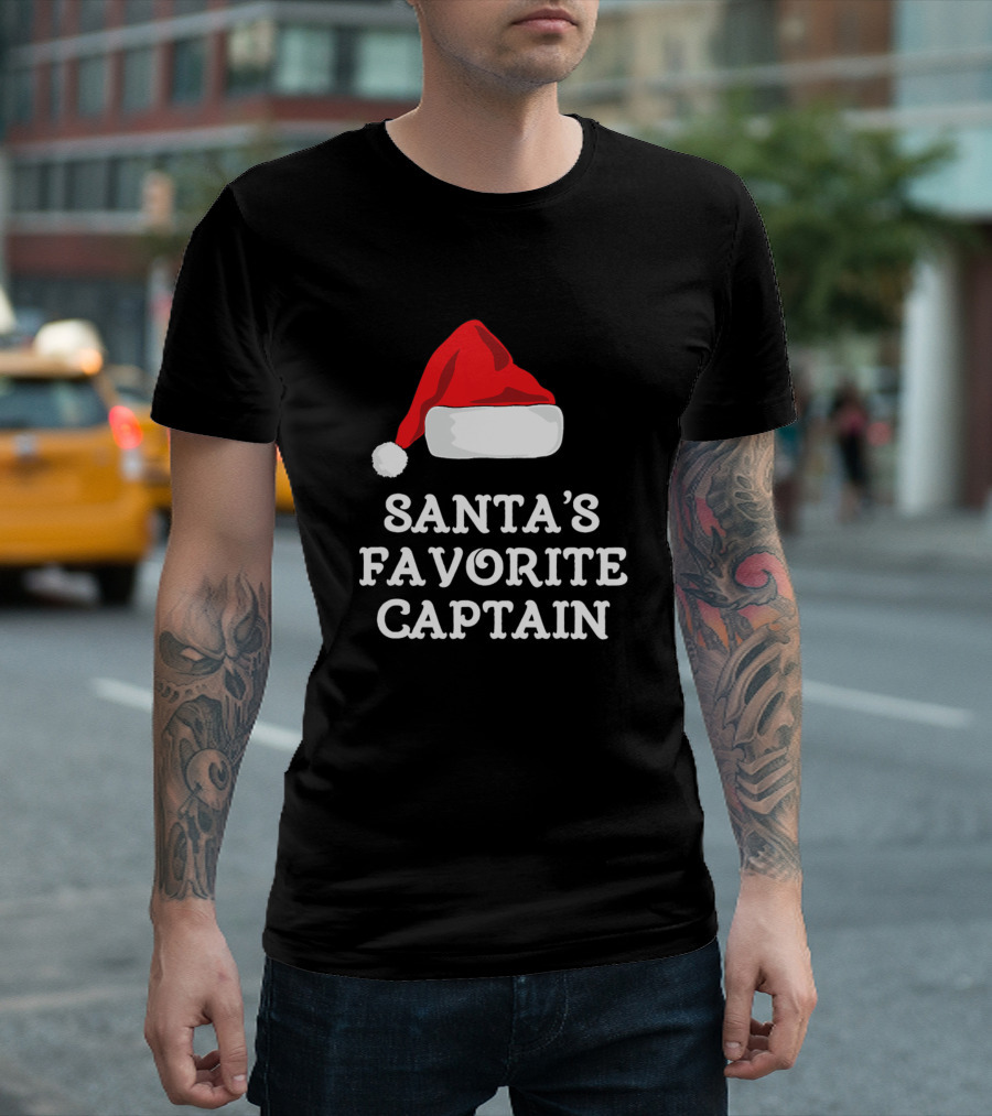 Santa's Favorite Captain Christmas Funny Boat Hat T-Shirt