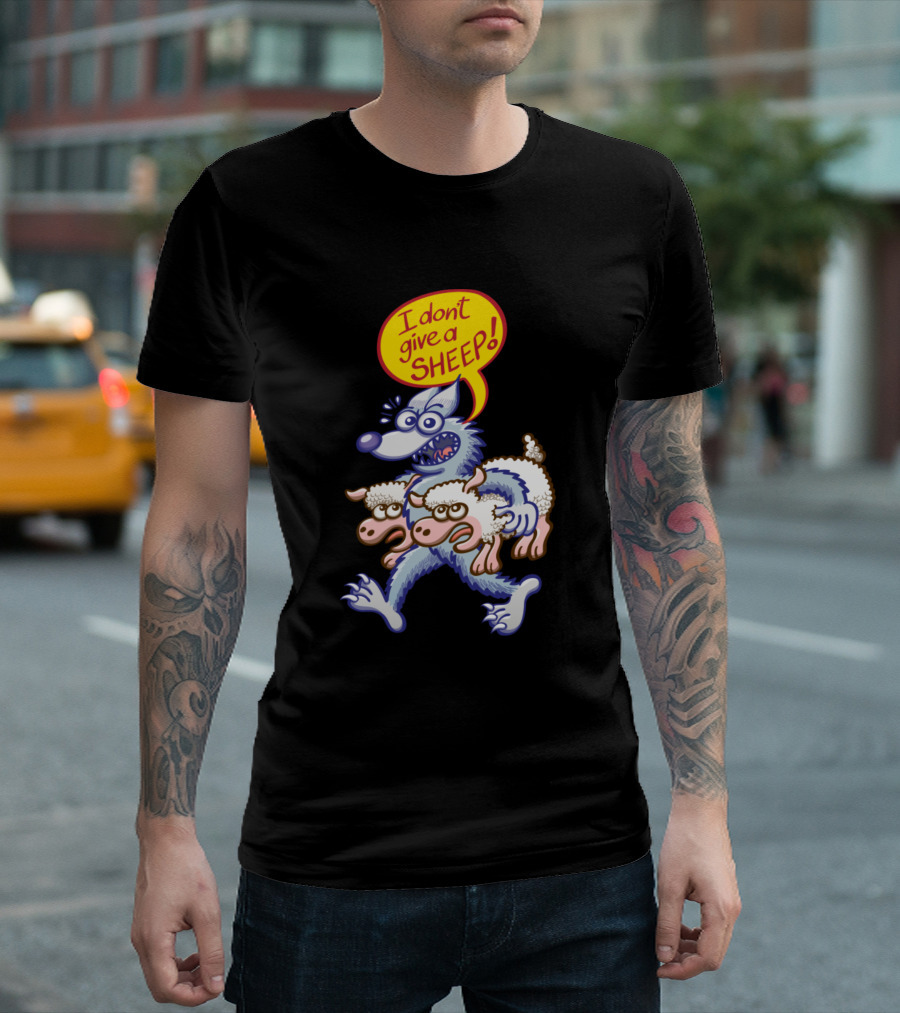 Terrific Wolf Saying I Don't Give a Sheep Puns T-Shirt