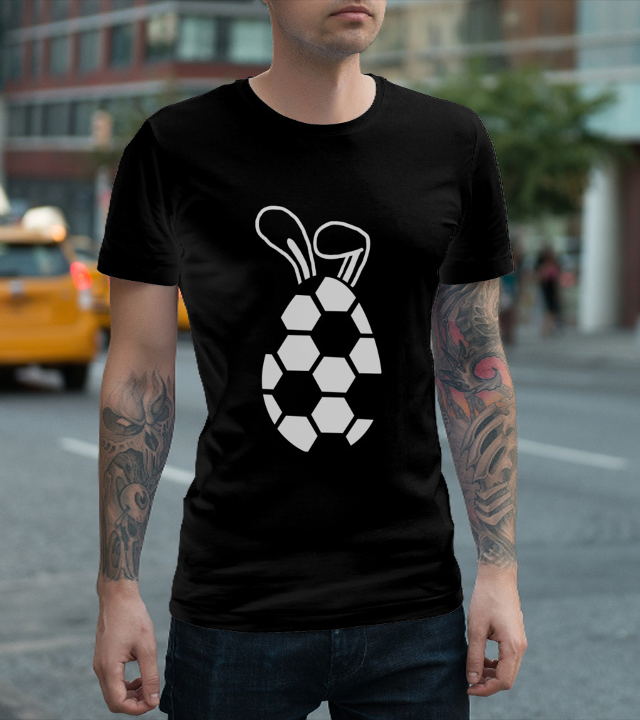 Cute Soccer Egg Soccer Easter Egg with Bunny Ears T-Shirt
