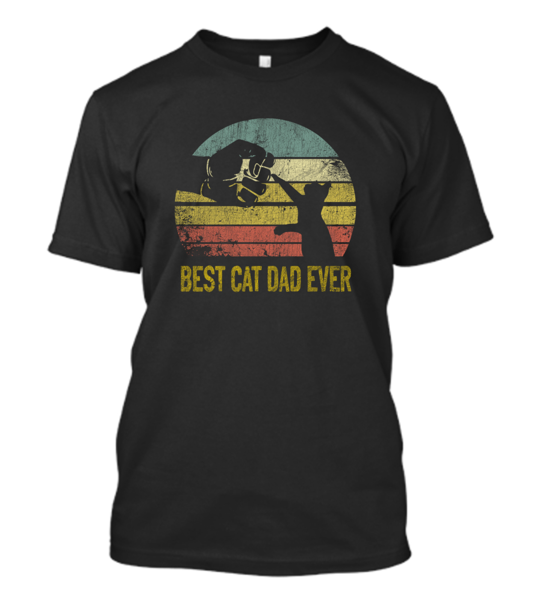 Vintage Best Cat Dad Ever Fist Bump Retro Cat Daddy Love T-Shirt