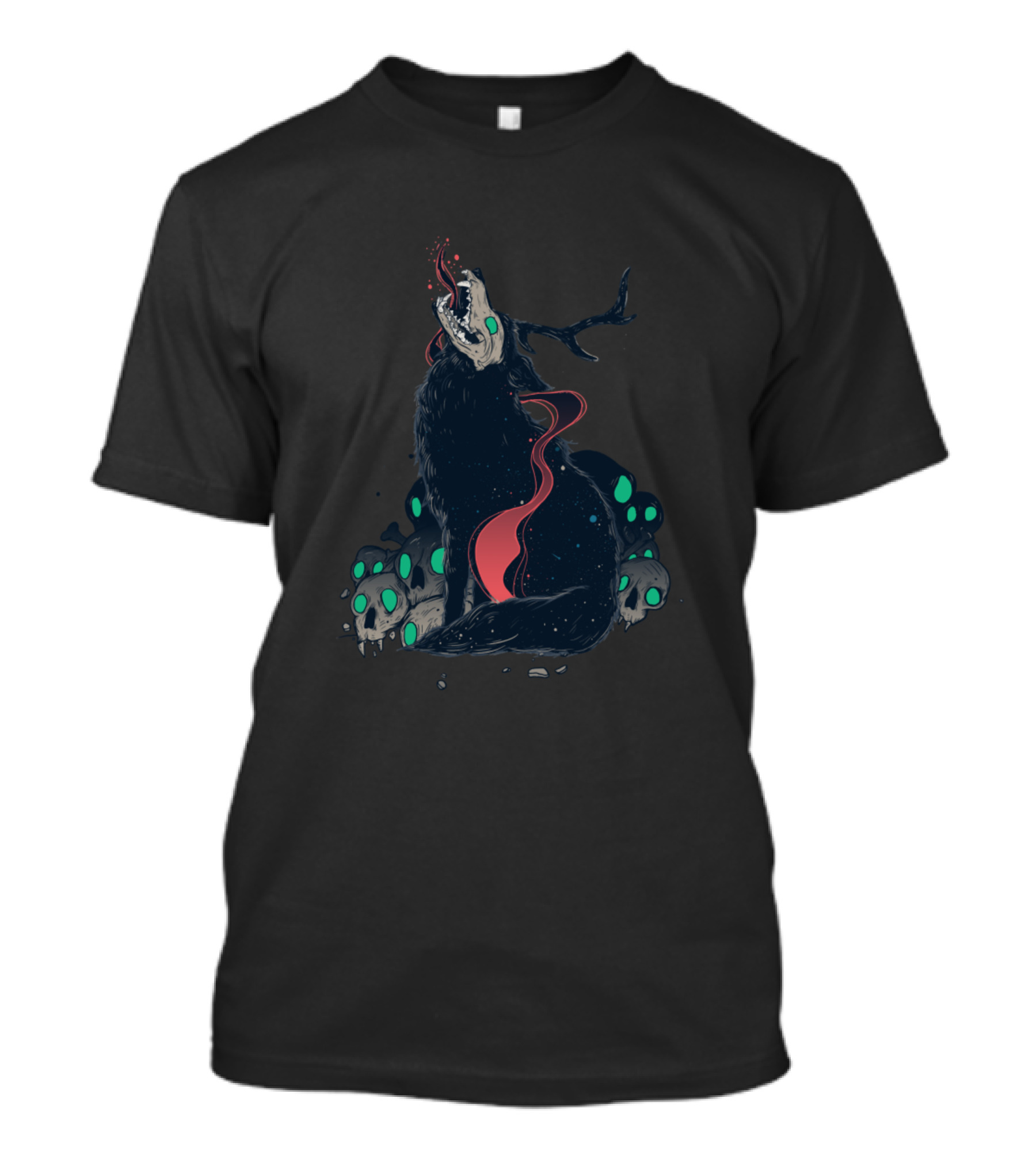 Wolf Cosmic Wild Life Skull T-Shirt