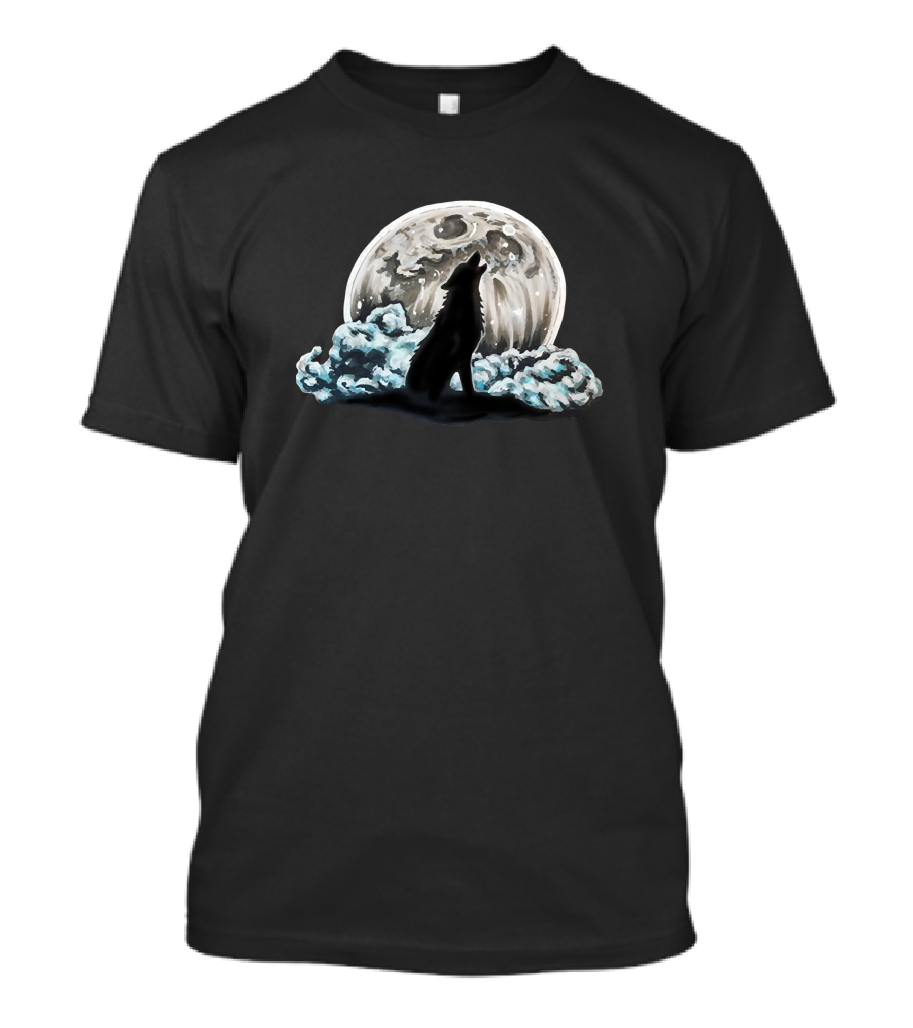 Wolf Howling At Moon With Cloudy Sky And Moonlit Silhouette Wild Life T-Shirt