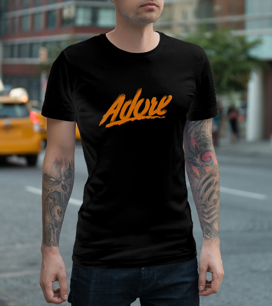 Adore Bold Brush Stroke Orange Text T-Shirt