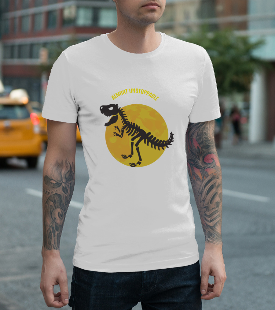 Almost Unstoppable Dinosaur Skeleton Moon T-Shirt