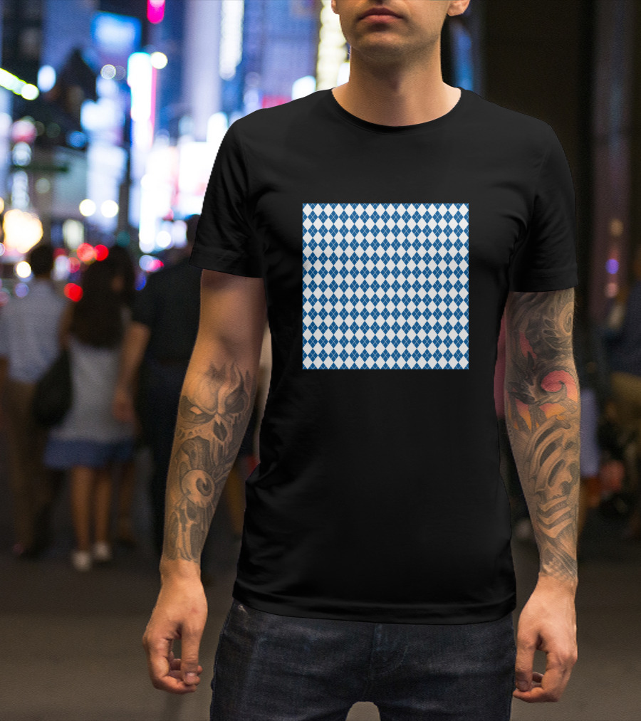 Argyle Blue Pattern Neck Gaiter Gator T-Shirt