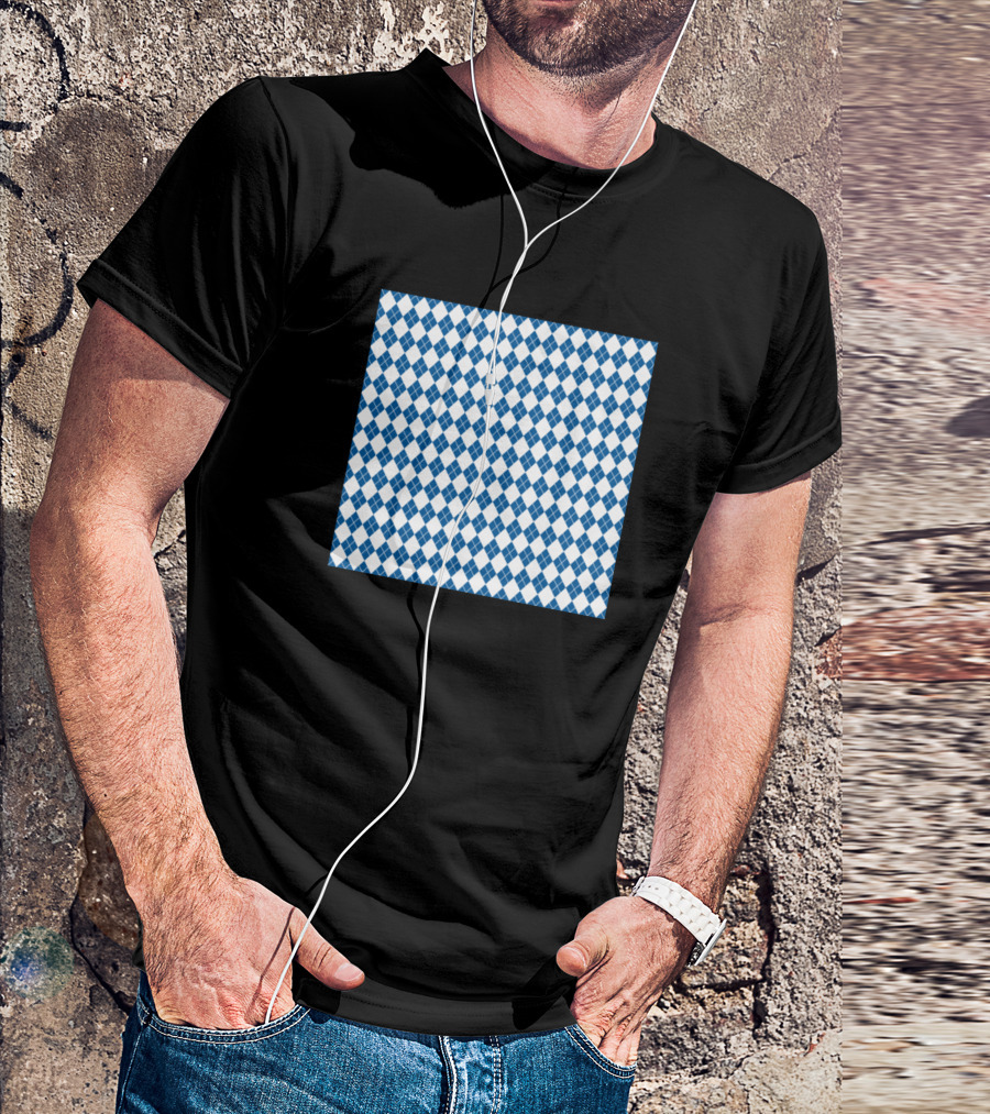 Argyle Blue Pattern Neck Gaiter Gator T-Shirt